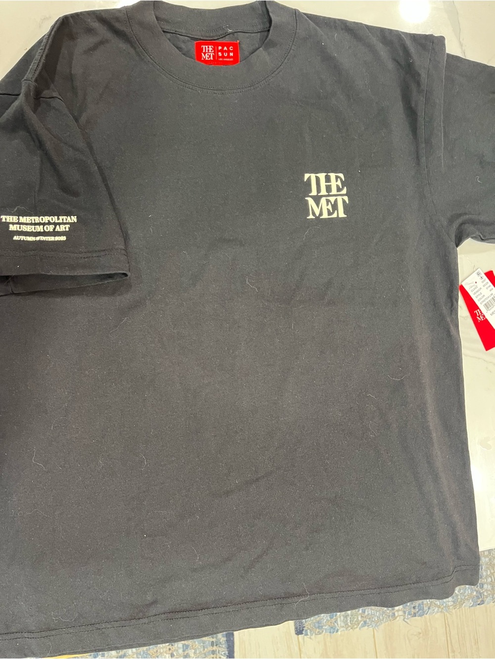 PacSun The Met Short Sleeve Tee in Black with Cream Logo